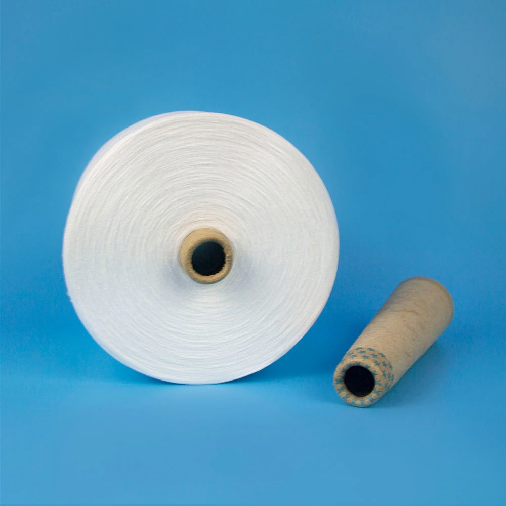 100% Polyester Ring Spun Yarn Pre-Dyed Raw White Sewing Thread for Sewing 40/2 Tfo Techs Process